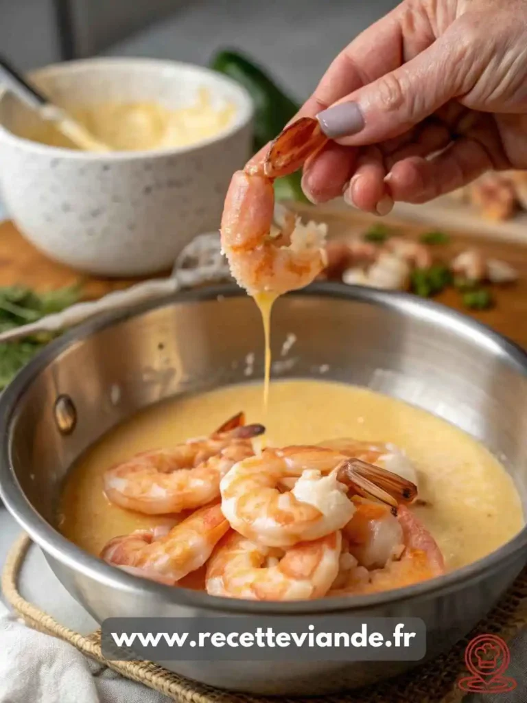 Beignets de crevette dorés croustillants servis sur assiette en céramique avec sauce aigre-douce, persil frais et quartiers de citron 🍤