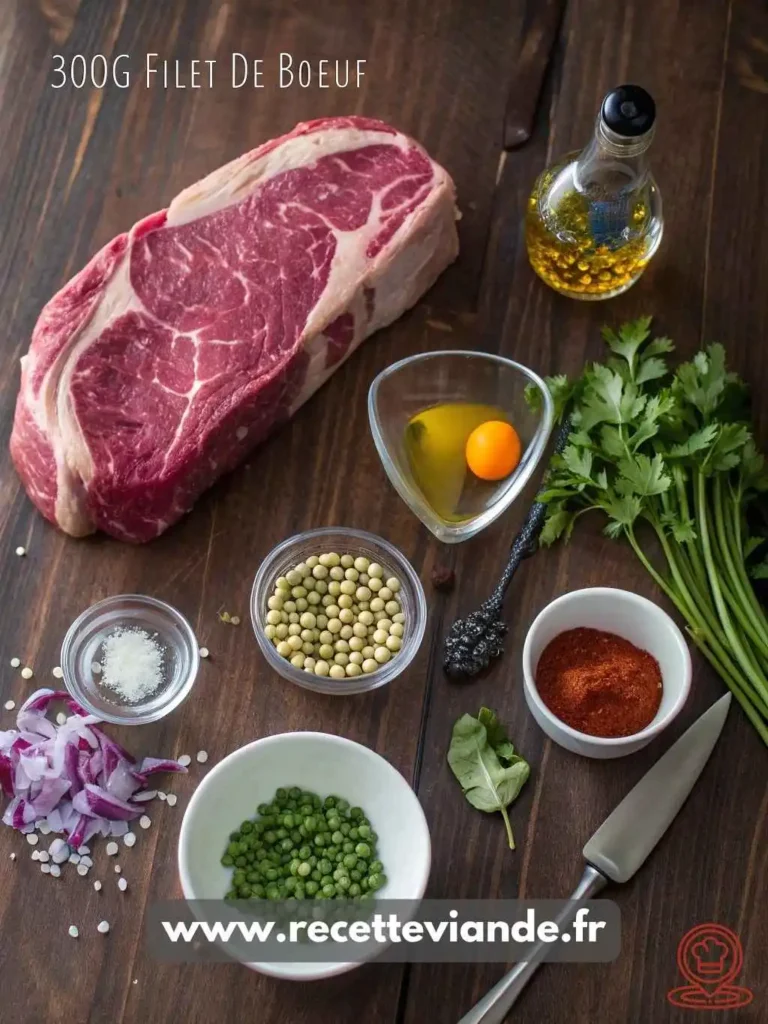 Dôme de tartare de boeuf sublime : viande hachée main, jaune d'œuf crémeux, câpres et cornichons sur pain de seigle, décoré de persil et fleur de sel.